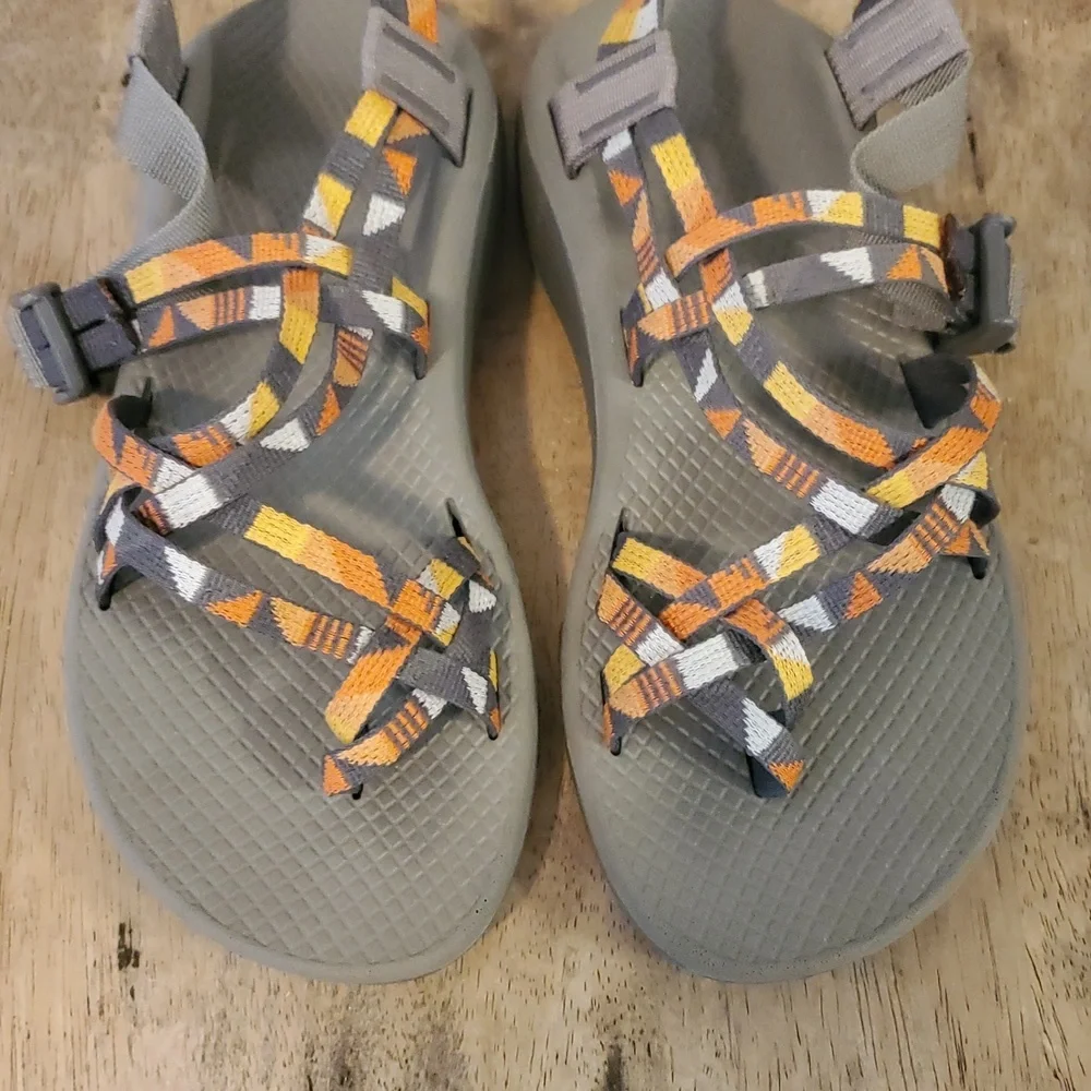 Chaco Z/Cloud X2 Womens Classic Sandals Size 8 Orange Grey White Comfort Hike - Picture 10 of 12